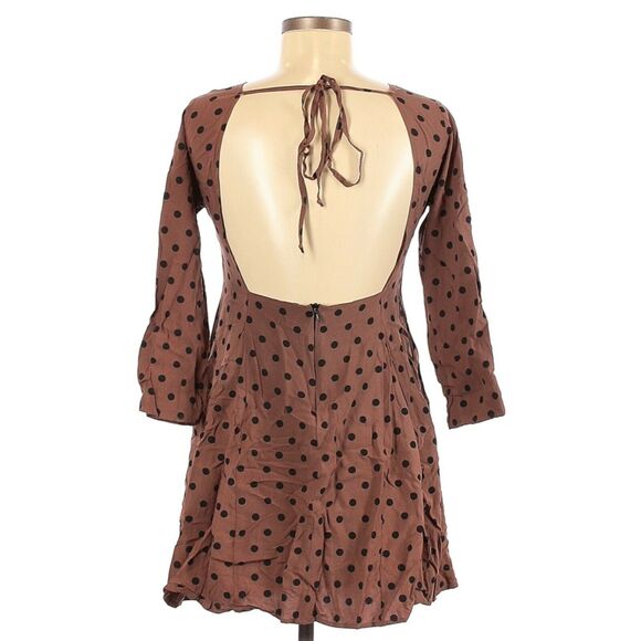 CHRISTY DAWN Fox brown polka dot open back fit & flare mini dress Size Large - Picture 3 of 6